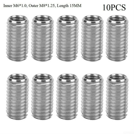 JSSH Male Female Nut Thread Reducer 10pcs 15MM Length Inner M6*1.0 Outer M8*1.25