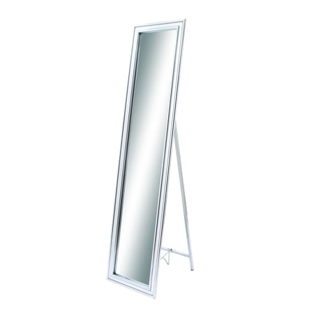 64 H x 19 W Floor Mirror, Leaning/Floor, Rectangle, Modern, Metal, Silver, Residential, Adult