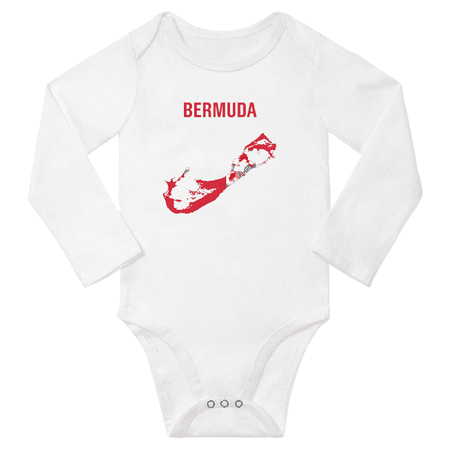 Bermuda Flag Map Baby Long Slevve Jumpsuits Clothes (White 12-18 Months)