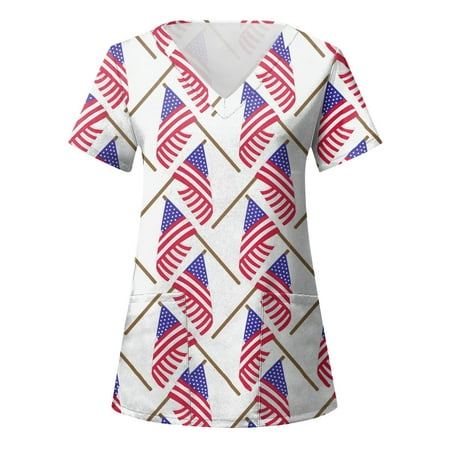 4th Of July American Flag Tops Women s Scrubs Top Print Daily Summer Shirts V Neck Tank Print Blouse Short Sleeve Workout Casual Loose Tees With Pocket Nurse Uniforms Women
4th Of July American Flag Tops Women s Scrubs Top Print Daily Summer Shirts V Neck Tank Print Blouse Short Sleeve Workout Casual Loose Tees With Pocket Nurse Uniforms Women