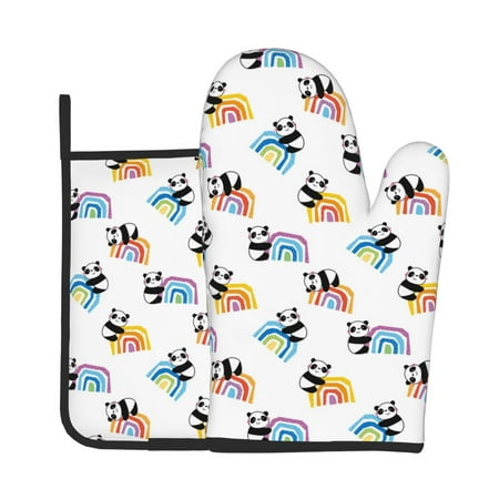 Xecao Panda And Rainbow Pattern Oven Mitts and Pot Holders Sets Heat Resistant Silicone Oven Mittens Extra Thicken Long Kitchen Cotton Oven Glove for Cooking
Xecao Panda And Rainbow Pattern Oven Mitts and Pot Holders Sets Heat Resistant Silicone Oven Mittens Extra Thicken Long Kitchen Cotton Oven Glove for Cooking