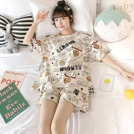 CoCopeaunt New Style Pajamas Womens Summer Short Sleeve Shorts Two Piece Suit Thin Student Spring Summer Net Red Home Clothes
CoCopeaunt New Style Pajamas Womens Summer Short Sleeve Shorts Two Piece Suit Thin Student Spring Summer Net Red Home Clothes