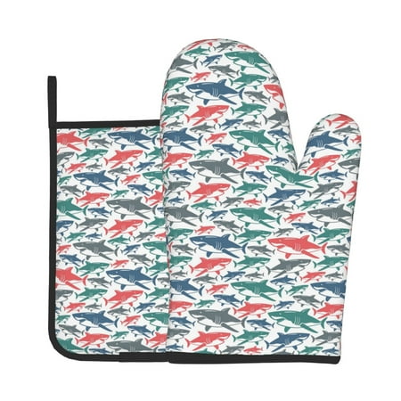 Vsdgher Colorful Shark Oven Mitts and Pot Holders 2 pcs Set High Heat Resistant Kitchen Oven Glove for Baking and Cooking
Vsdgher Colorful Shark Oven Mitts and Pot Holders 2 pcs Set High Heat Resistant Kitchen Oven Glove for Baking and Cooking