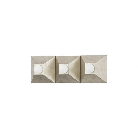 Geometric 3 Light Pyramid Bases Bathroom Vanity with Round Glove Lights in Hollywood Style 18 inches W X 6 inches L X 5 inches D-Silver Leaf Finish
Geometric 3 Light Pyramid Bases Bathroom Vanity with Round Glove Lights in Hollywood Style 18 inches W X 6 inches L X 5 inches D-Silver Leaf Finish