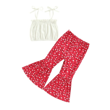 Suanret 2Pcs Toddler Baby Girls Summer Clothes Set Sleeveless Tie-Up Ruched Vest + Flower Print Flare Long Pants Red 2-3 Years
Suanret 2Pcs Toddler Baby Girls Summer Clothes Set Sleeveless Tie-Up Ruched Vest + Flower Print Flare Long Pants Red 2-3 Years