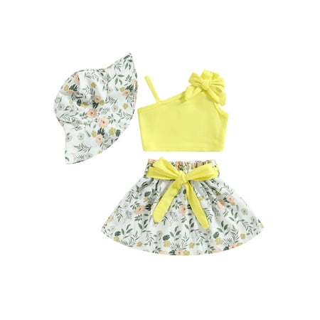 Canrulo Toddler Baby Girl Summer Holiday Clothes Sleeveless One Shoulder Tank Tops+ Elastic Floral Skirt+Sun Hat Set White 3-4 Years
Canrulo Toddler Baby Girl Summer Holiday Clothes Sleeveless One Shoulder Tank Tops+ Elastic Floral Skirt+Sun Hat Set White 3-4 Years