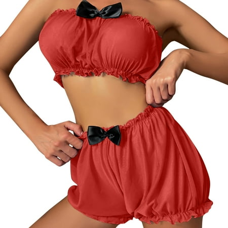 Ladies Lingerie Velvet Suit Pajamas Lace Stitching Lingerie