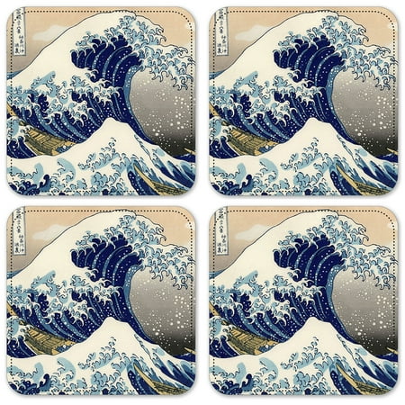 Vinyl Drink Coasters - Set of 4 - Hokusai: Great Wave