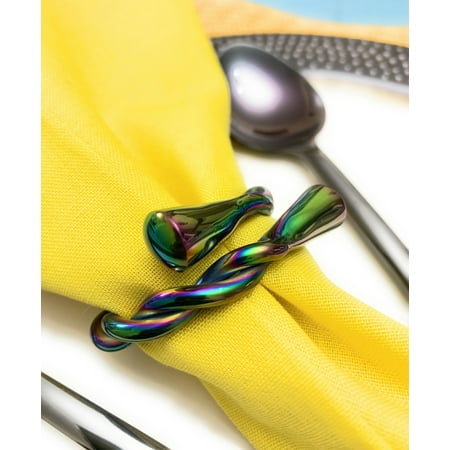 Set of 12 Rainbow Modern Twisted Designed Napkin Rings 2.75