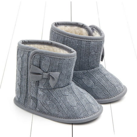 Leutsin Toddler Shoes Baby Girls Cute Bowknot Boots Baby Soft Cotton Shoes Winter Warm Shoes