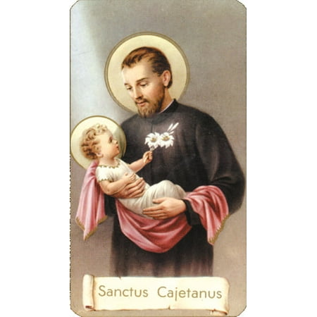 Saint Gaetamo Paper Catholic Prayer Holy Card with Blank Back Pack of 100