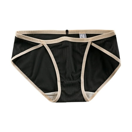 Youmylove Women Contrast Color Simple Low Waist Briefs Sexy Panties Underwear
