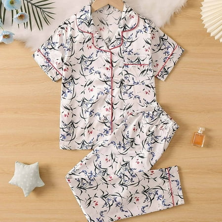 Lilgiuy Big Girls Summer Clothes Casual Lightweight Floral Printing Short Sleeved Pants Two-piece Set Home Clothing
Lilgiuy Big Girls Summer Clothes Casual Lightweight Floral Printing Short Sleeved Pants Two-piece Set Home Clothing