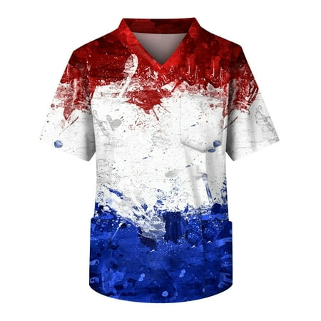 Alrise Men s Scrub Tops Big and Tall Short Sleeve V Neck Patriotic Shirts with Pockets White Medium
Alrise Men s Scrub Tops Big and Tall Short Sleeve V Neck Patriotic Shirts with Pockets White Medium