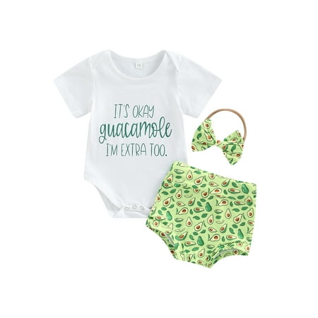 Calsunbaby Newborn Baby Girls Outfits Set Letter Print Short Sleeve Romper Avocado Shorts Headband Clothes White Green 3-6 Months
Calsunbaby Newborn Baby Girls Outfits Set Letter Print Short Sleeve Romper Avocado Shorts Headband Clothes White Green 3-6 Months