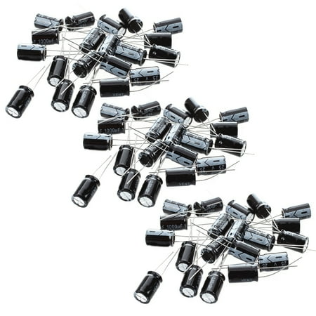 60 Pcs 1000UF 25V 105C Electrolytic Capacitors Black 10X17mm