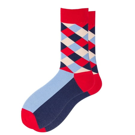 HGWXX7 Men And Women Plaid Contrast Color Women Socks Cotton Socks