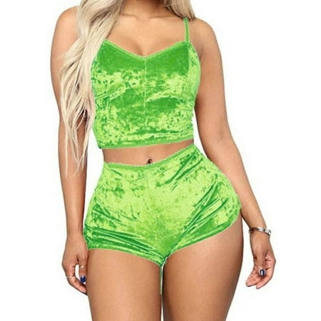 Dewadbow Women 2pcs Velvet Sleepwear Spaghetti Strap Velvet Shorts Pajama Set Ladies Sleepwear female Pajama Party Set
Dewadbow Women 2pcs Velvet Sleepwear Spaghetti Strap Velvet Shorts Pajama Set Ladies Sleepwear female Pajama Party Set