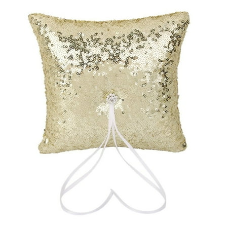 20*20cm Sparkling Rhinestones Bridal Wedding Ceremony Ring Sequins Bearer Pillow with White Ribbon (Gold)
20*20cm Sparkling Rhinestones Bridal Wedding Ceremony Ring Sequins Bearer Pillow with White Ribbon (Gold)