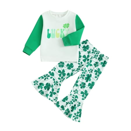 Qtinghua Toddler Baby Girl St. Patrick s Day Clothes Letter Print Long Sleeve Pullover Tops with Shamrock Flare Pants 2Pcs Outfits White 2-3 Years
Qtinghua Toddler Baby Girl St. Patrick s Day Clothes Letter Print Long Sleeve Pullover Tops with Shamrock Flare Pants 2Pcs Outfits White 2-3 Years