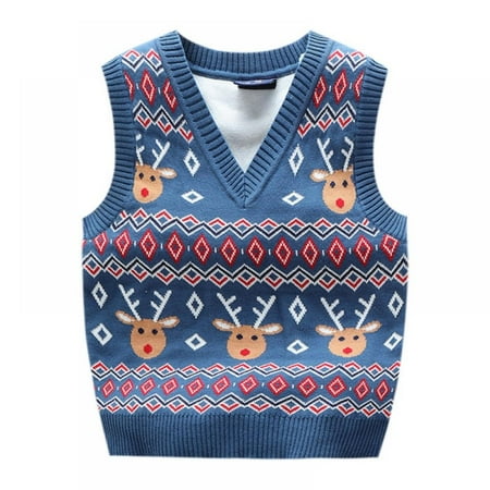 Newborn and Infant Boy Reindeer Appliqued Christmas Holiday Sweater