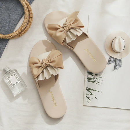 Alueeu Women s slipper Fashion Summer Women Slippers Solid Beige Bow Flat Lightweight Casual Elegant
Alueeu Women s slipper Fashion Summer Women Slippers Solid Beige Bow Flat Lightweight Casual Elegant