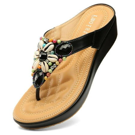 Pmoiste Women s Flip Flop Shoes Summer Platform Sandals Beach Shells Wedge Sandals for Women Black 6
Pmoiste Women s Flip Flop Shoes Summer Platform Sandals Beach Shells Wedge Sandals for Women Black 6