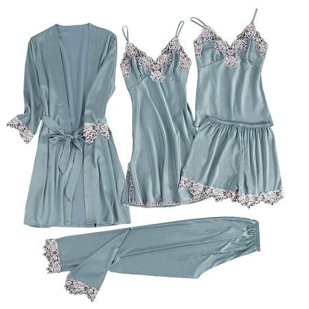 Pajamas for Women Silk Pajama Set 5pcs Cami Top Shorts Nightgown Sleepwear Robe Sets Cute Satin Lounge Pjs for Women Womens Clothes
Pajamas for Women Silk Pajama Set 5pcs Cami Top Shorts Nightgown Sleepwear Robe Sets Cute Satin Lounge Pjs for Women Womens Clothes