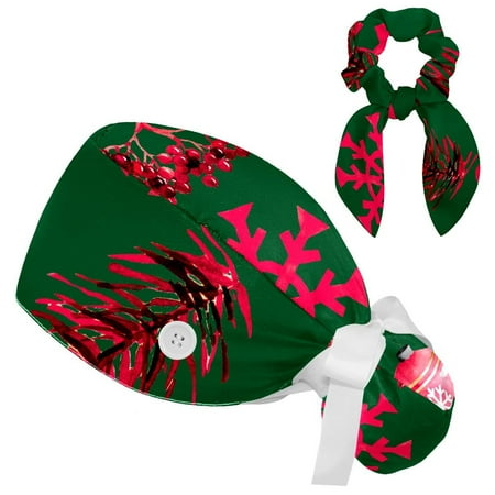 Working Cap with Buttons and Sweatband Scrub Hat Bouffant Caps with Scrunchie Christmas Tie Back Hats
Working Cap with Buttons and Sweatband Scrub Hat Bouffant Caps with Scrunchie Christmas Tie Back Hats