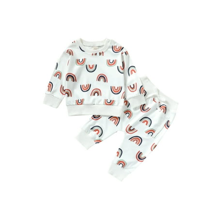 Mioliknya 2Pcs Toddler Baby Boys Girls Autumn/Winter Outfits Rainbow Long Sleeve Sweatshirts Tops Sweatpants Pants Sets
Mioliknya 2Pcs Toddler Baby Boys Girls Autumn/Winter Outfits Rainbow Long Sleeve Sweatshirts Tops Sweatpants Pants Sets