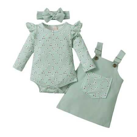 Infant Girls Outfit Set Long Sleeve Ribbed Floral Prints Romper Bodysuits Suspenders Skirt Headbands Outfits Baby Clothes
Infant Girls Outfit Set Long Sleeve Ribbed Floral Prints Romper Bodysuits Suspenders Skirt Headbands Outfits Baby Clothes