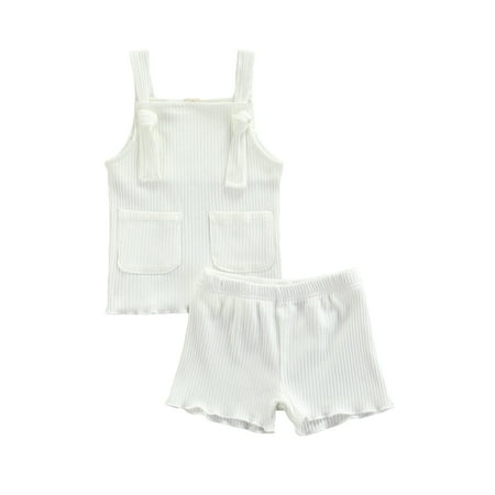 Canrulo Newborn Toddler Baby Girls Summer Outfits Rib Knit Sleeveless Sling Tank Tops with Shorts Pants 2Pcs Clothes White 0-6 Months
Canrulo Newborn Toddler Baby Girls Summer Outfits Rib Knit Sleeveless Sling Tank Tops with Shorts Pants 2Pcs Clothes White 0-6 Months