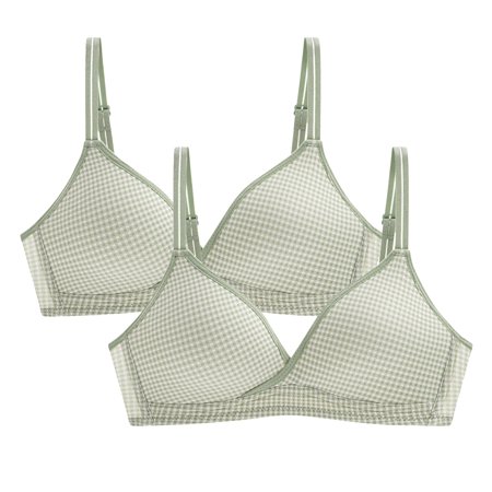 Bra 2PCs Women Simple Lattice Plaid Adjustable Shoulder Strap Underwire Underwear Bra Cotton no underwire sports bra Green
Bra 2PCs Women Simple Lattice Plaid Adjustable Shoulder Strap Underwire Underwear Bra Cotton no underwire sports bra Green