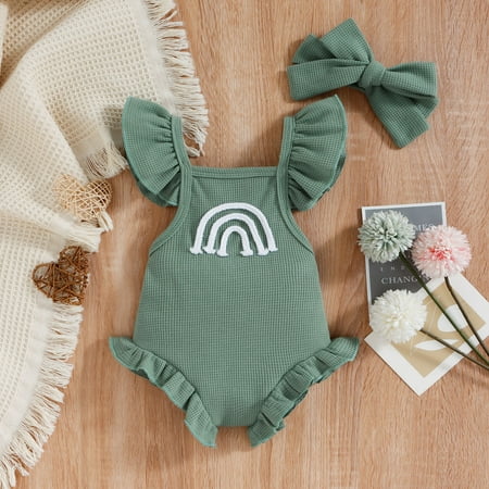 Hunpta Newborn Infant Baby Girls Boys Rainbow Knit Ruffled Sleeveless Rompers Bodysuit Clothes With Headband Outfits
Hunpta Newborn Infant Baby Girls Boys Rainbow Knit Ruffled Sleeveless Rompers Bodysuit Clothes With Headband Outfits