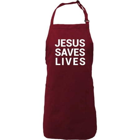 Jesus Saves Lives Apron with 2 patch pockets