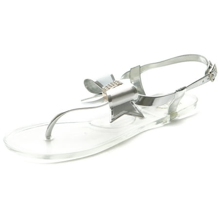 Ollio Women s Shoes Ribbon Thong Ankle Strap Flip Flop Jelly Sandals ML019