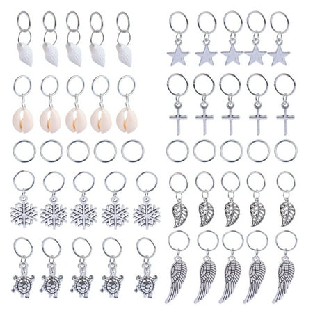 50pcs Hair Braid Rings Hair Charms Leaves Star Pendant Rings Hair Accessories