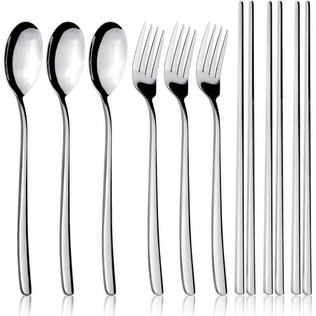Spoons and Forks Set Flatware Set 3 Pair Forks and Spoons Silverware Korean Utensil Set Stainless Steel Korean Chopsticks Spoons and Fork Set Dinnerware Portable Utensils for Home
Spoons and Forks Set Flatware Set 3 Pair Forks and Spoons Silverware Korean Utensil Set Stainless Steel Korean Chopsticks Spoons and Fork Set Dinnerware Portable Utensils for Home