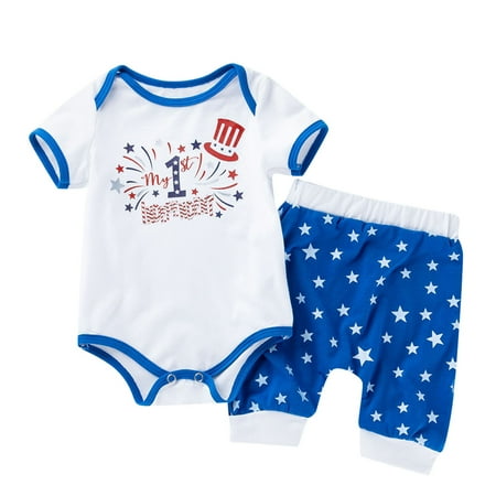 Baby Boy Outfits independence Day Short Sleeve Letter Prints Romper Star Pants 2Pcs Suits for Kids Boys
Baby Boy Outfits independence Day Short Sleeve Letter Prints Romper Star Pants 2Pcs Suits for Kids Boys