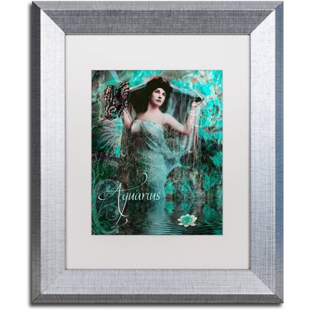 Trademark Fine Art "Art Nouveau Zodiac Aquarius" Canvas Art by Color Bakery White Matte, Silver Frame