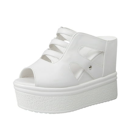 Cathalem Thick Soles For Women Simple Thin Sandals Summer Thick Wear Fashion Double Women S Sandals White 39
