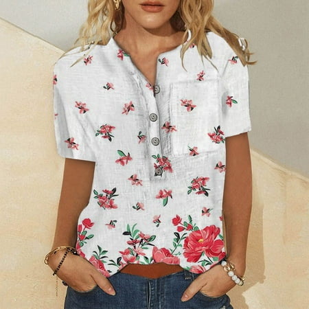 TWGONE Women s Casual Fashion Cotton Linen Printed Women s Short Sleeve Shirt Pink XXL
TWGONE Women s Casual Fashion Cotton Linen Printed Women s Short Sleeve Shirt Pink XXL