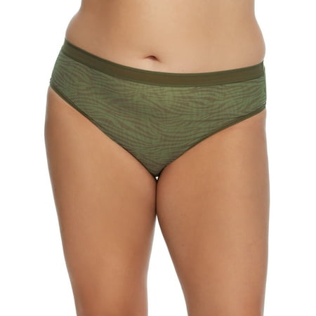 Curvy Couture Womens Sheer Mesh Hi-Cut Brief Style-1313