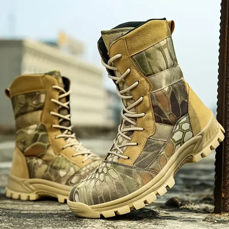 Men‘s Camo Lace-Up Non-Slip Combat Boots Tactical Military Boots