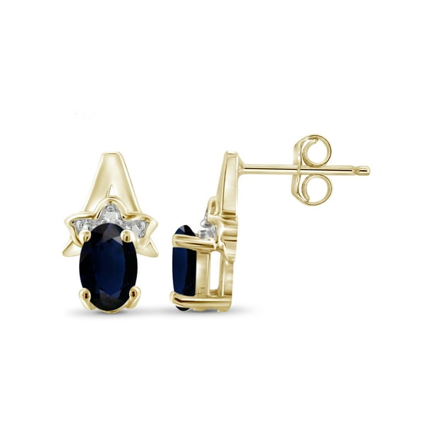 1.34 Carat T.G.W. Sapphire Gemstone and Accent White Diamond Women's Earrings