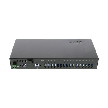 Coolgear Industrial 16-Port USB 3.0 Din-Rail/WallMount Hub with output up to 1.5A Charging per port