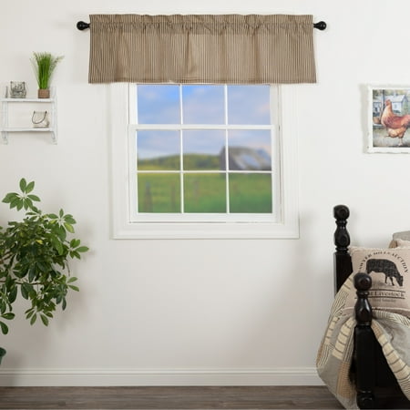 Sawyer Mill Ticking Stripe ValanceDarkCreme/CoalBlack-16x6016inX72inX1in