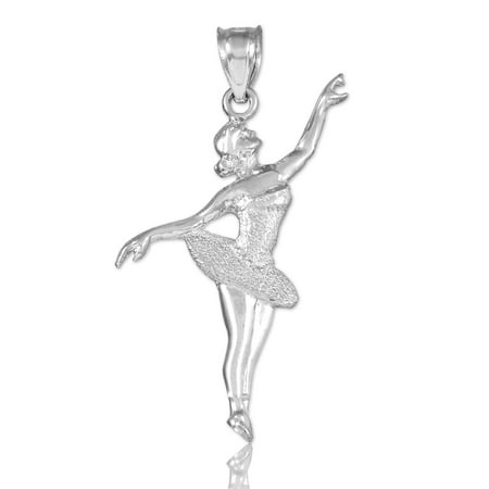 14k White Gold Ballet Dancer Charm Pendant