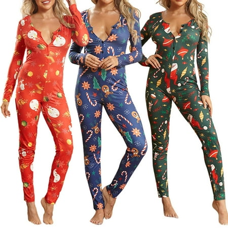 MEGAWHEELS Sexy Printed Christmas Pajamas Women s One Piece Onesie Women s V-Neck Jumpsuit Long Sleeve Bodycon Pajamas Onesie Romper Bodysui
MEGAWHEELS Sexy Printed Christmas Pajamas Women s One Piece Onesie Women s V-Neck Jumpsuit Long Sleeve Bodycon Pajamas Onesie Romper Bodysui