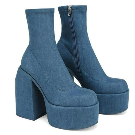 Fashion Plus Size Design Platform Denim High Heels Outdoor Ankle Women Boots Autumn Zipper Sexy Round Toe Short Booties Shoes
Fashion Plus Size Design Platform Denim High Heels Outdoor Ankle Women Boots Autumn Zipper Sexy Round Toe Short Booties Shoes
